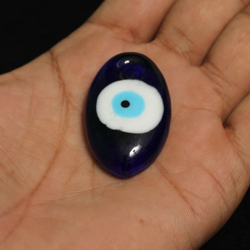 thin silver chain necklace 1 Pcs , Oval Shape Evil Eye Graduated Pendant