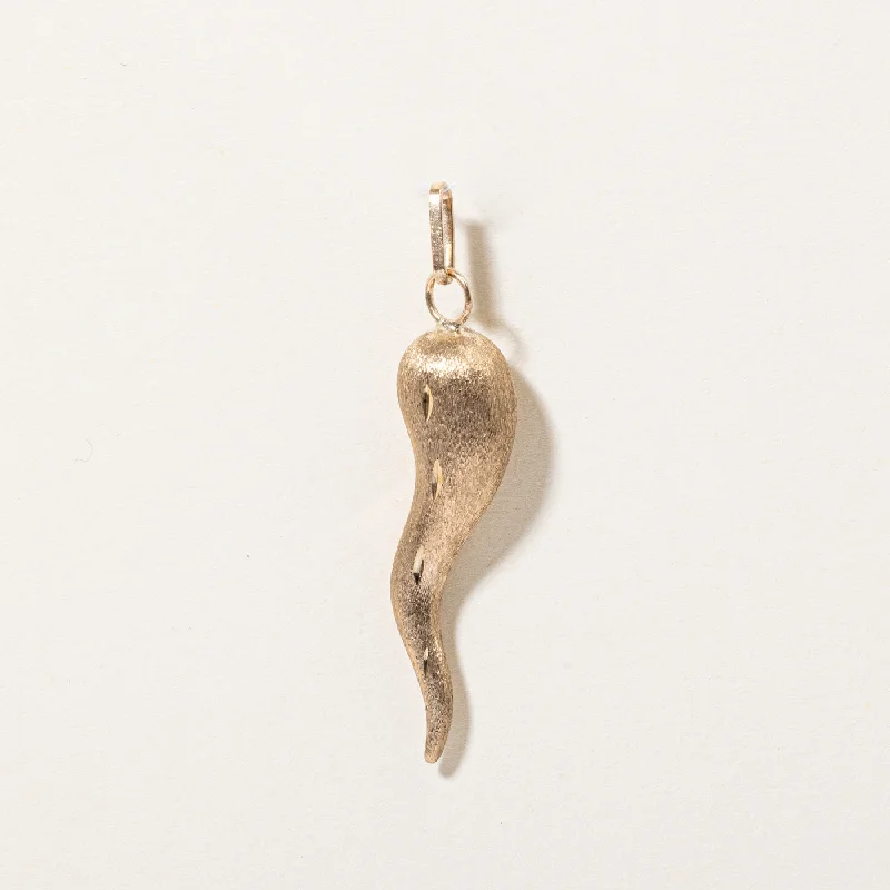 gold choker necklace simple 10k Yellow Gold Cornicello Charm