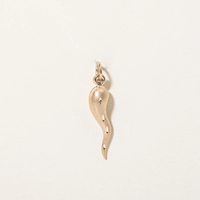 personalized bar necklace silver 10k Yellow Gold Cornicello Charm