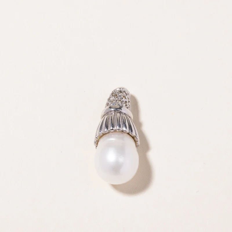 heart pendant necklace gold 18k White Gold South Sea Pearl & Diamond Pendant | 11.00-13.00mm, 0.16ctw |