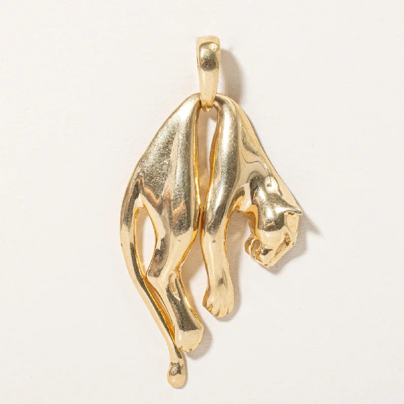 silver hoop earrings small 18k Yellow Gold Panther Pendant