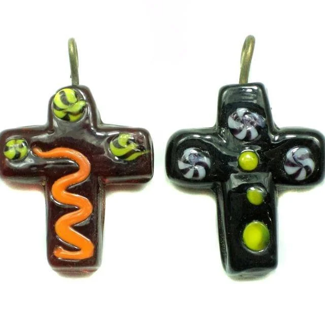 ethical lab-grown diamond ring 2 Glass Cross Pendants Assorted 30x25 mm