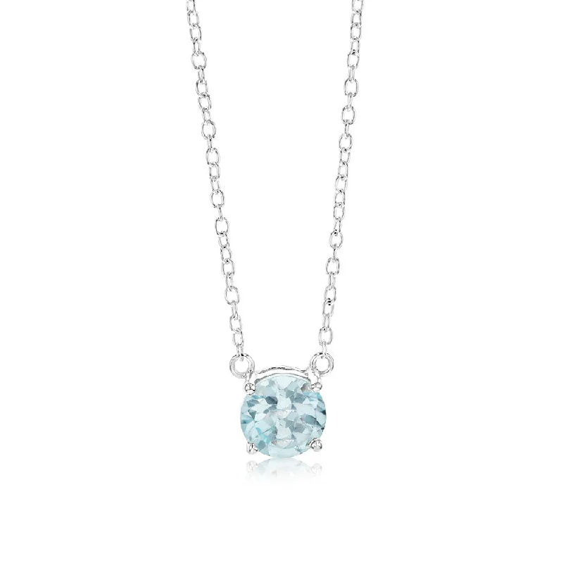 large vintage statement necklace 7mm Natural Blue Topaz Pendant in Sterling Silver with Chain large vintage statement necklace 7mm Natural Blue Topaz Pendant in Sterling Silver with Chain