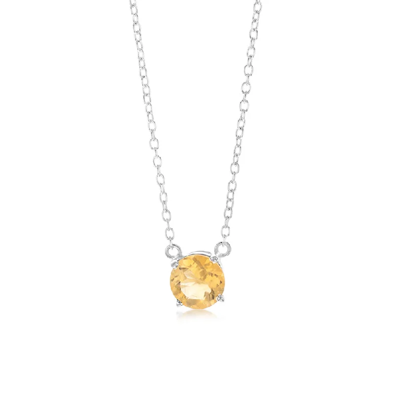 celestial moon and stars ring 7mm Natural Citrine Pendant in Sterling Silver with Chain