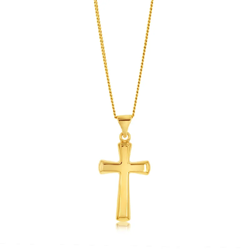 classic wedding set with diamonds 9ct Yellow Gold Plain Cross Pendant