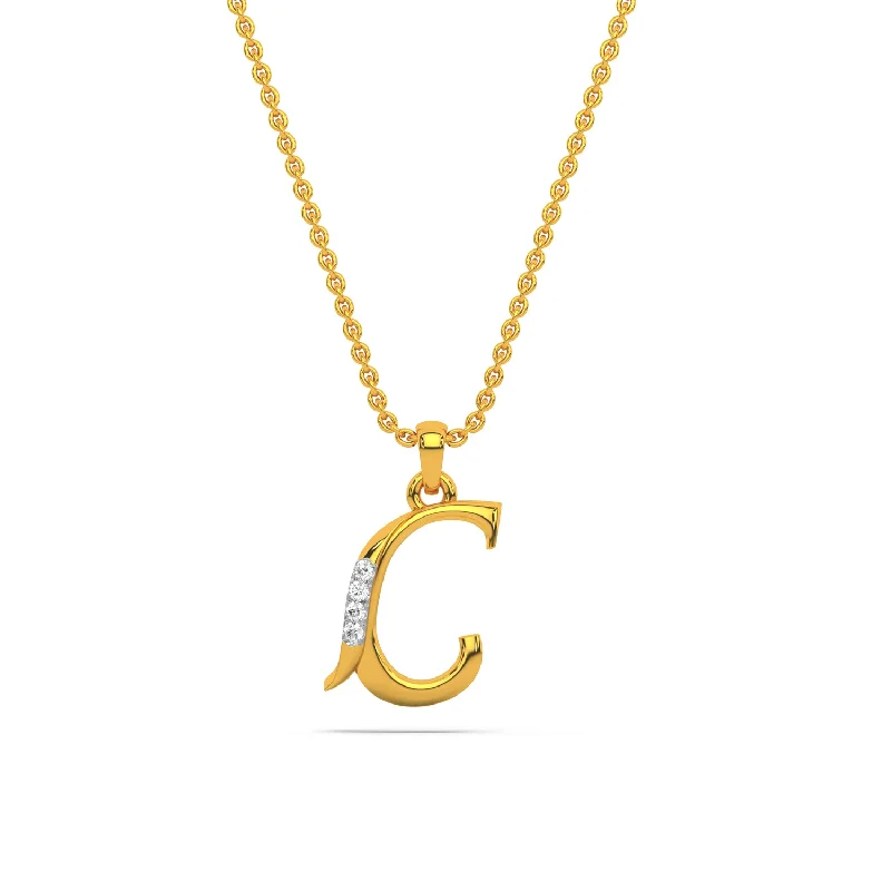 vintage rose-cut diamond ring Alphabet C  Unisex Pendant