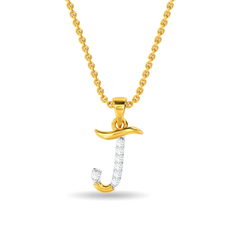cubic zirconia tennis necklace Alphabet J Pendant