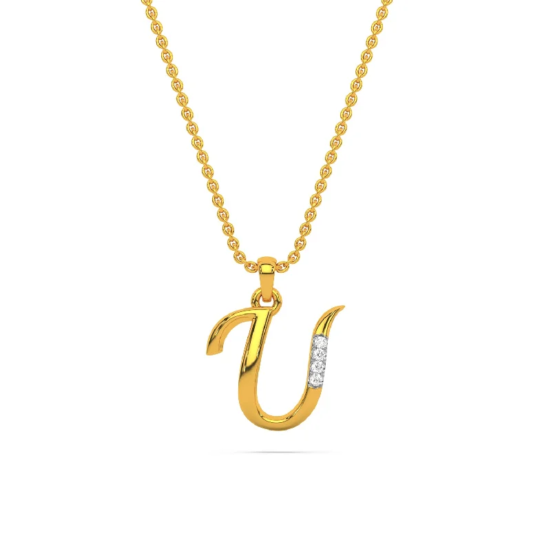 unique promise ring for girlfriend Alphabet U  Unisex Pendant