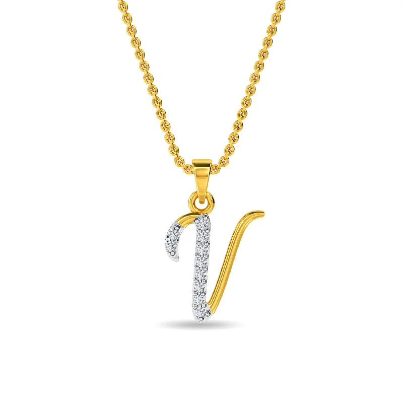 silver arrow pendant necklace Alphabet V Pendant