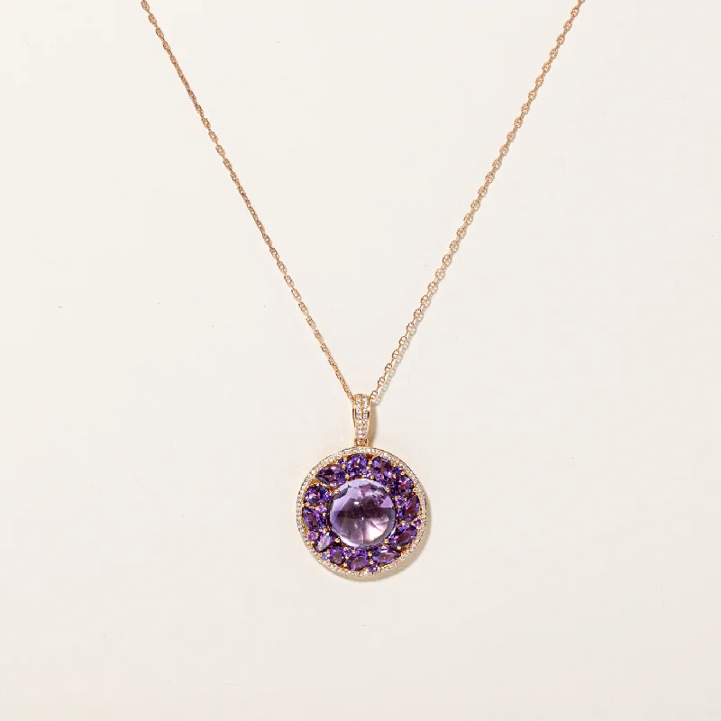 unique wooden bead necklace Amethyst & Diamond Pendant Necklace | 6.96ctw, 0.32ctw | 18" |