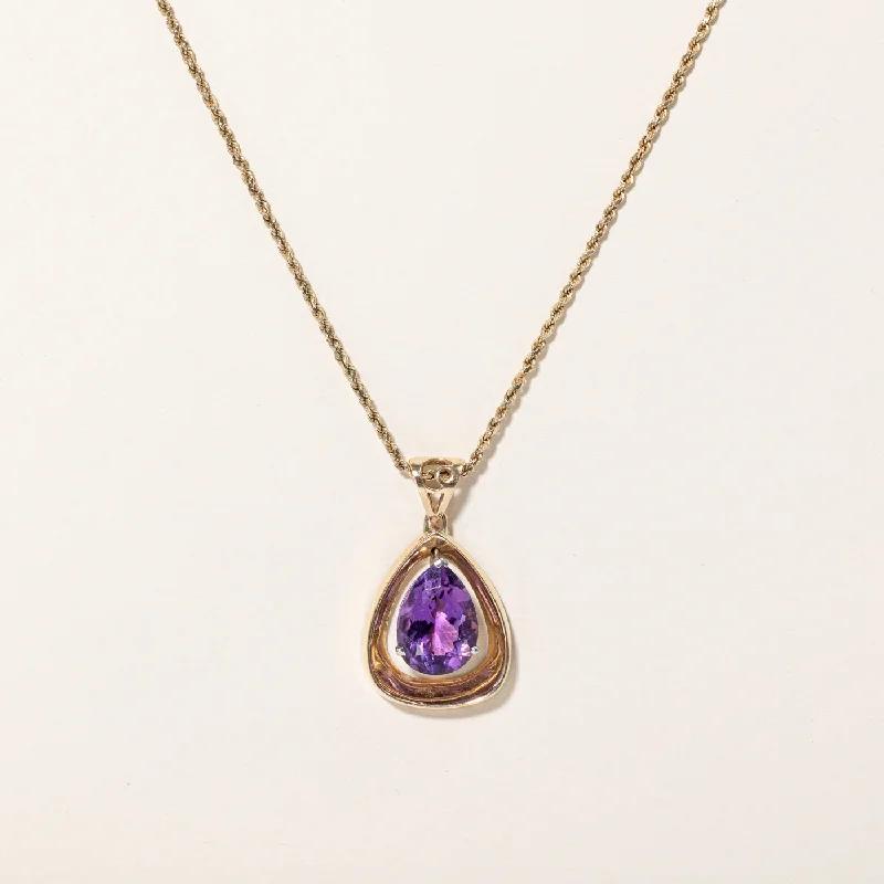 crystal-studded gold ring Amethyst Pendant Necklace | 12.00ct | 22" |