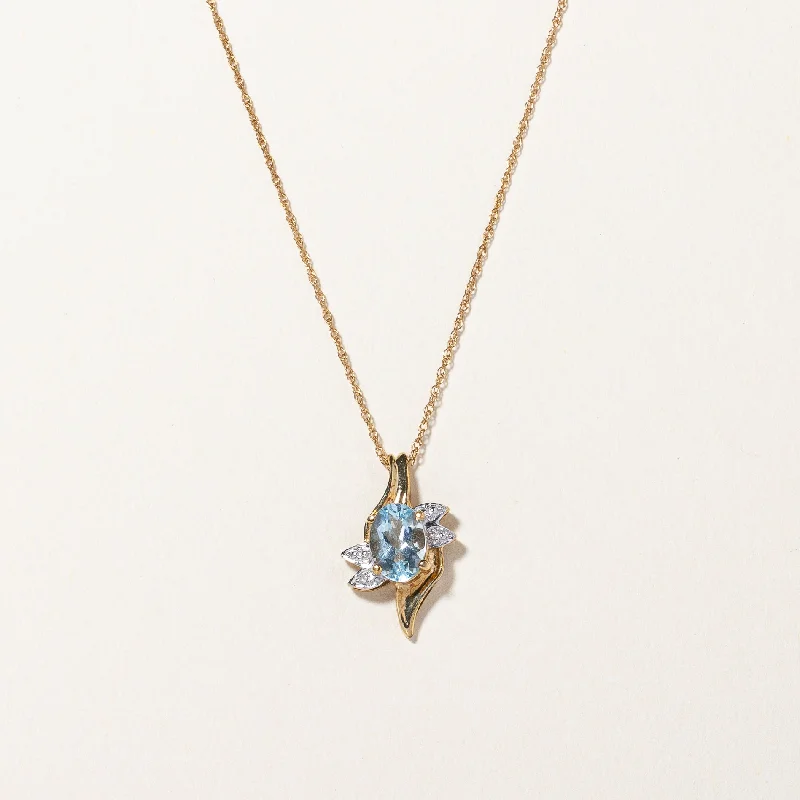 gold opal ring Aquamarine & Diamond Pendant Necklace | 0.56ct, 0.005ct | 18" |