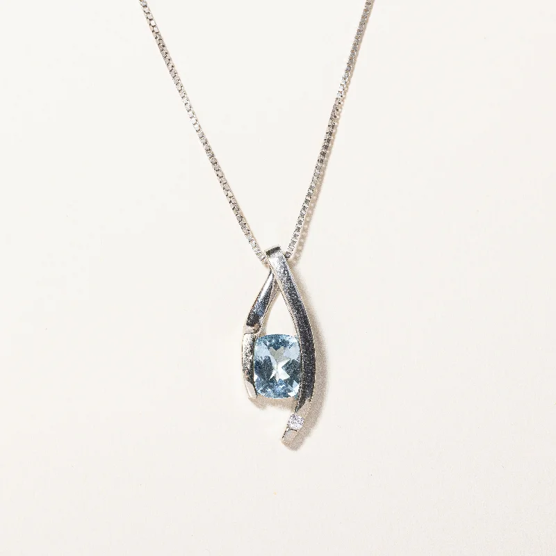 vintage filigree engagement ring Aquamarine & Diamond Pendant Necklace | 1.50ct, 0.03ct | 20" |