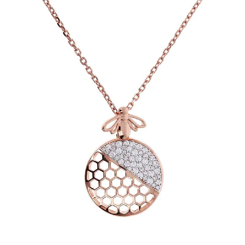 infinity loop ring rose gold Bronzallure Rose Gold Plated Sterling Silver White CZ Bee Pendant on 55.9cm Chain