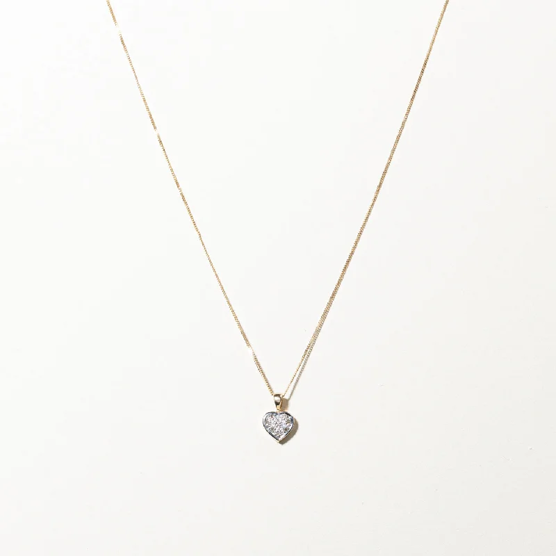 silver moon phase pendant Cluster Diamond Heart Pendant Necklace | 0.04ctw | 17"|