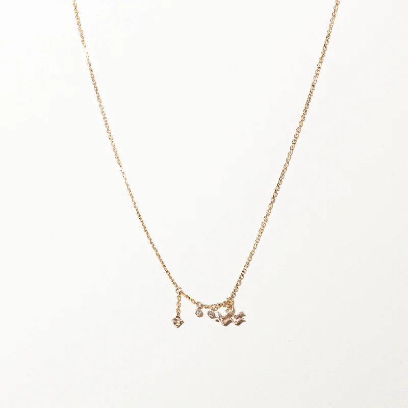 boho gemstone anklet Diamond Charm Necklace | 0.03ctw | 18"|