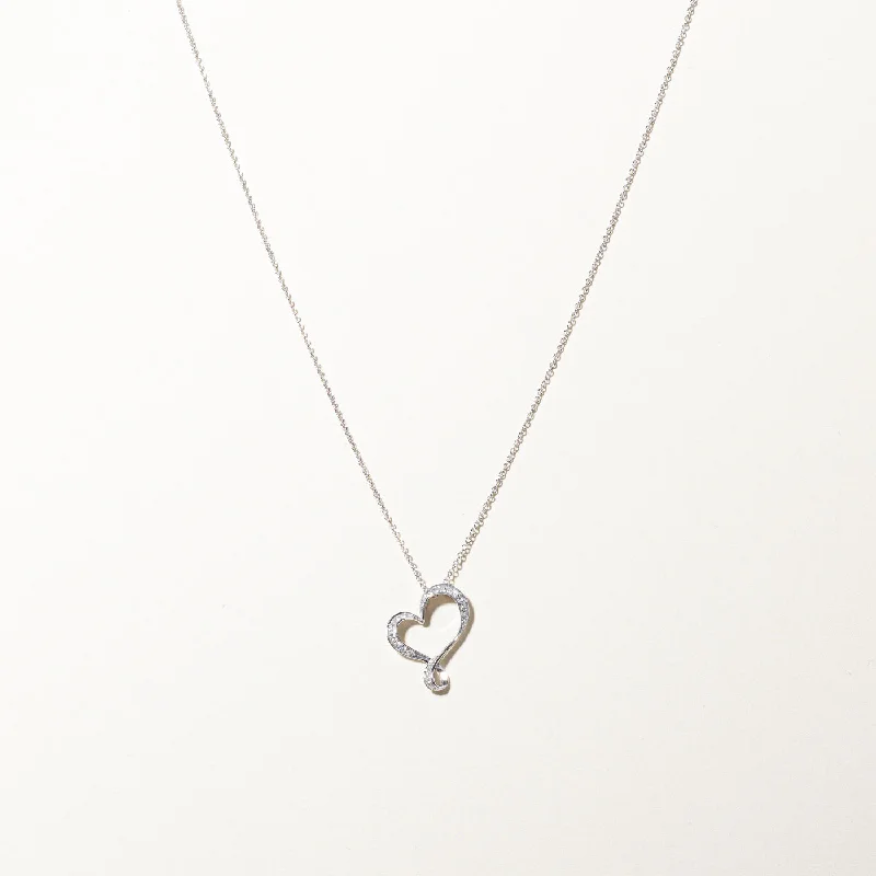 adjustable braided rope ring Diamond Heart Pendant Necklace | 0.10ctw | 18"|