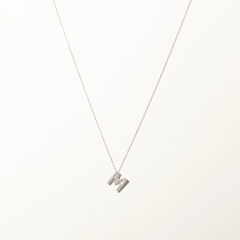 dainty pearl and diamond ring Diamond M Letter Pendant Necklace | 0.11ctw | 18"|