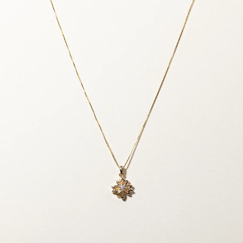 handcrafted gemstone pendant Diamond Maple Leaf Pendant Necklace | 0.03ct | 18"|