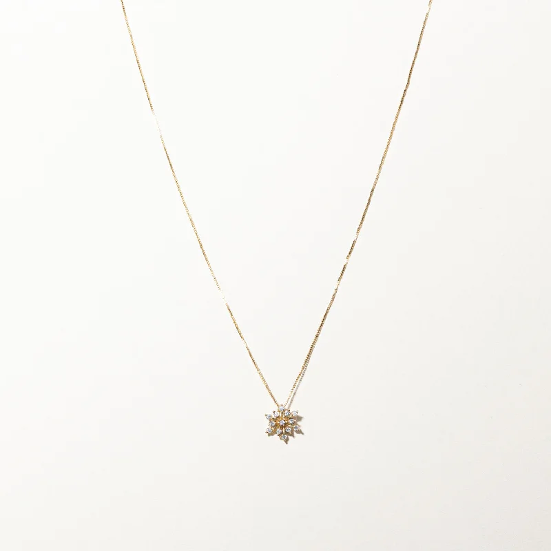 men’s woven leather bracelet Diamond Snowflake Pendant Necklace | 0.13ctw | 20"|
