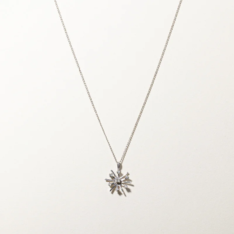 delicate gold band ring Diamond Snowflake Pendant Necklace | 0.15ctw | 18"|
