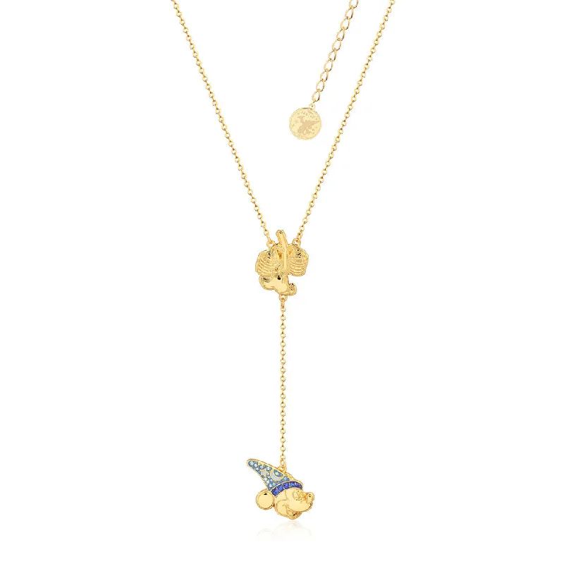 celestial star ring gold Disney Fantasia Gold Plated Sorcerer's Apprentice Mickey Lariat Pendant on Chain