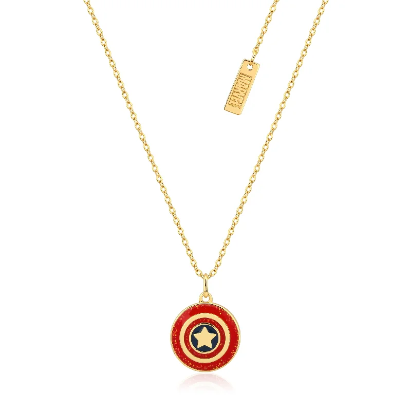 gold engagement ring vintage Disney Sterling silver 14ct Gold Plated Captain America Enamel Pendant 45cm Chain