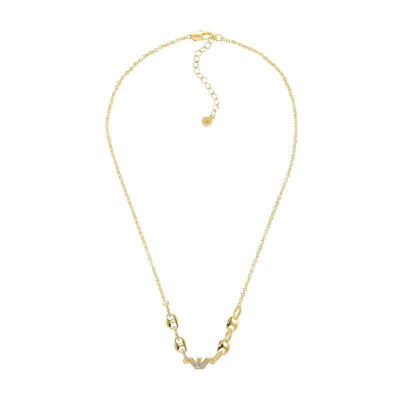 customized infinity bracelet Emporio Armani Gold Plated Brass Sentimental CZ Pendant With Chain