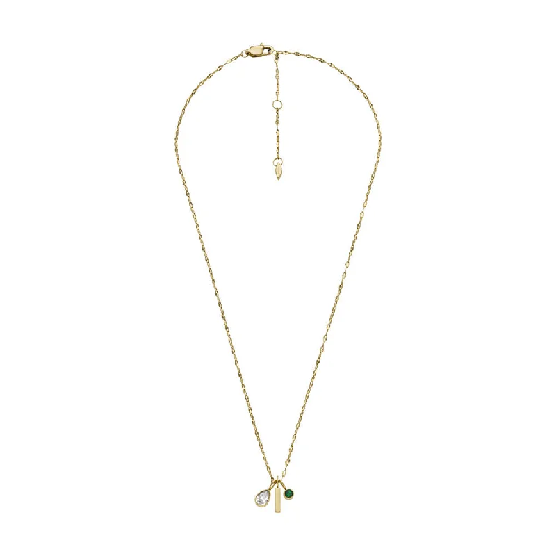 dainty rose gold chain bracelet Fossil Yellow Gold Plated Stainless Steel Sadie Pendant with Chain