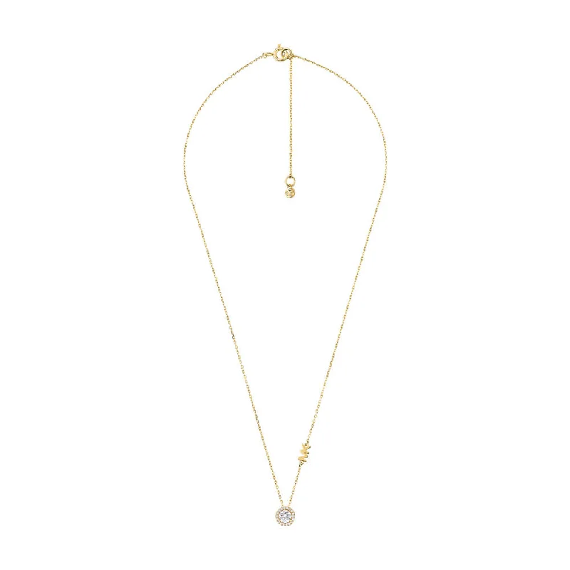 dainty gold chain earrings Michael Kors 14ct Yellow Gold Plated Sterling Silver Premium Round CZ Pendant with Chain