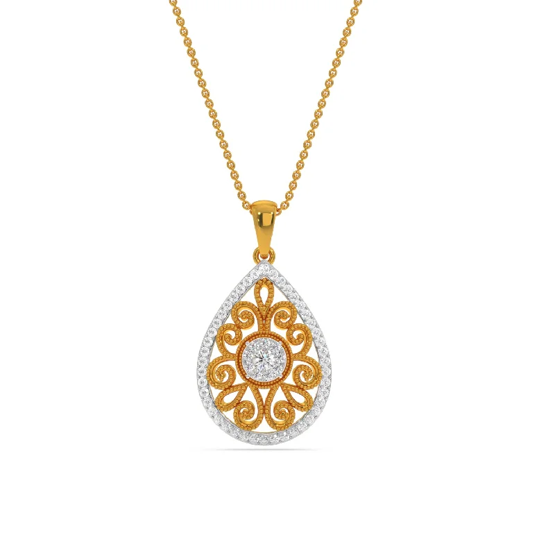unique gemstone cocktail ring Miligrain Drop Pendant