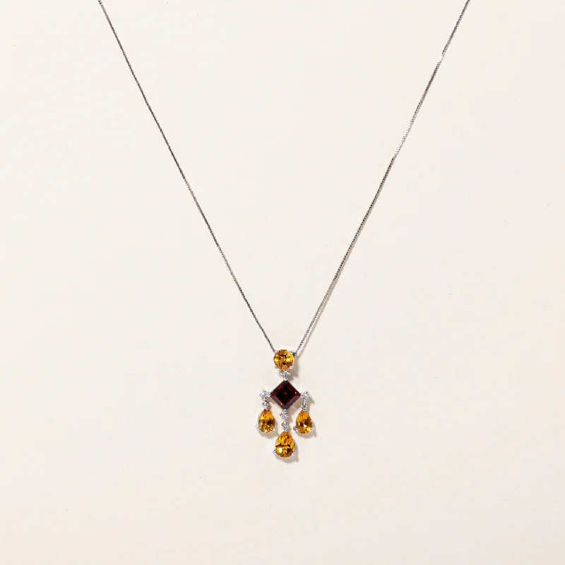 diamond wedding band for women Multi Gem Pendant Necklace | 2.97ctw | 18" |