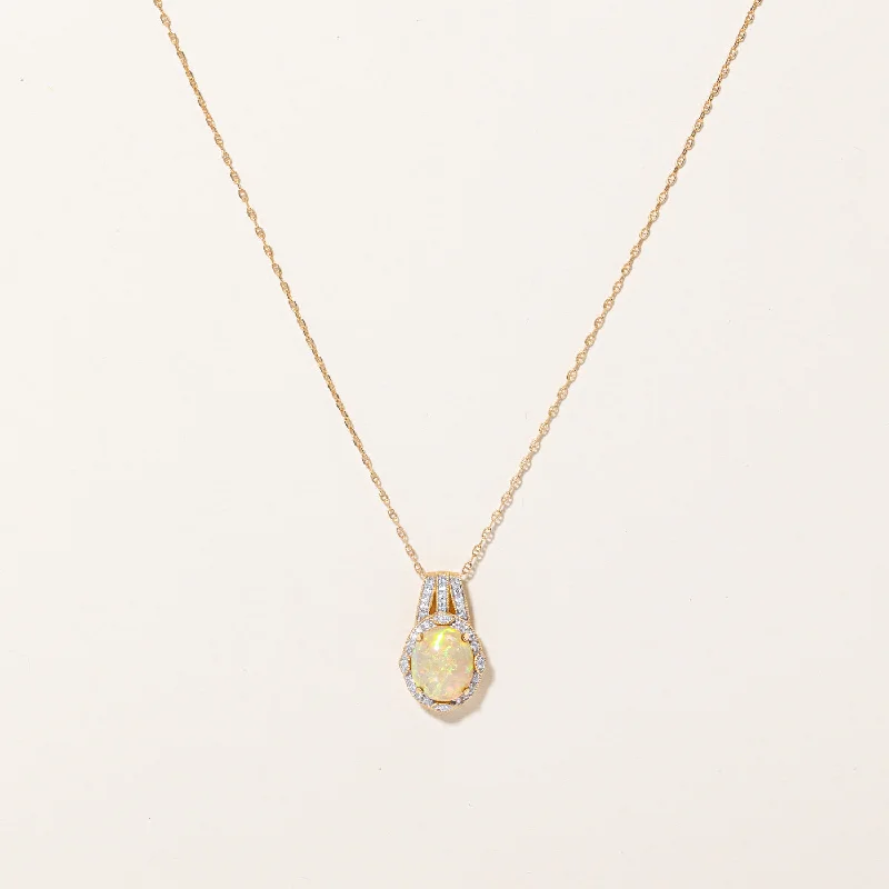 diamond halo engagement ring Opal & Diamond Pendant Necklace | 3.04ct, 0.32ctw | 20" |