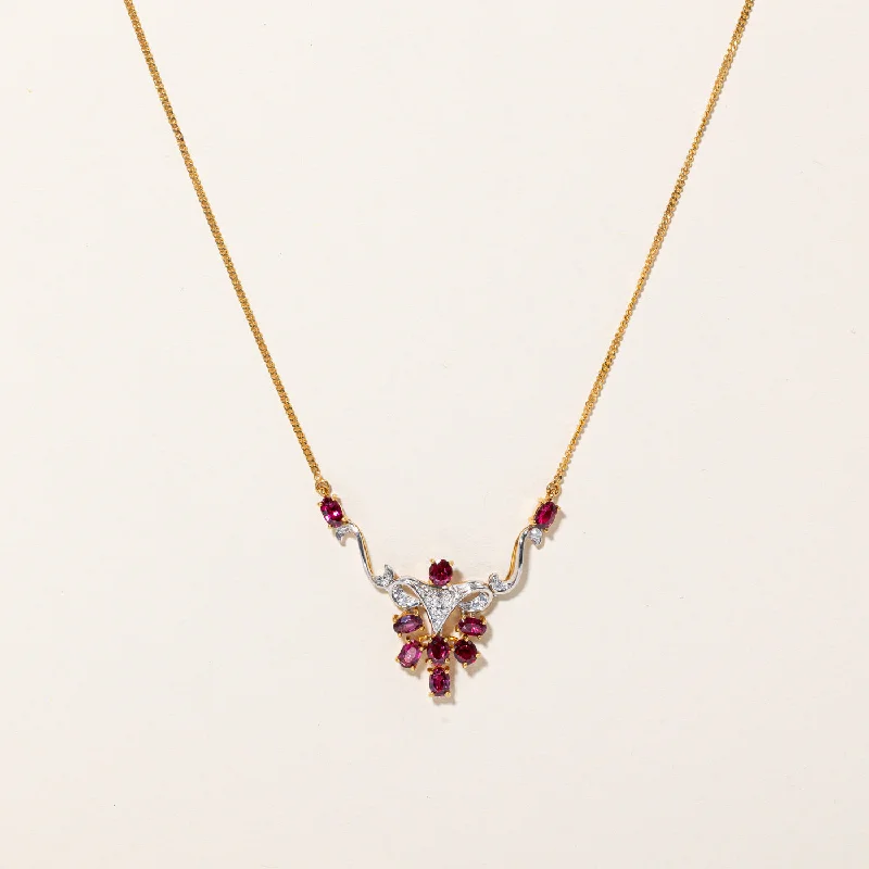 unique promise ring for girlfriend Ruby & Diamond Pendant Necklace | 1.85ctw, 0.13ctw | 16" |