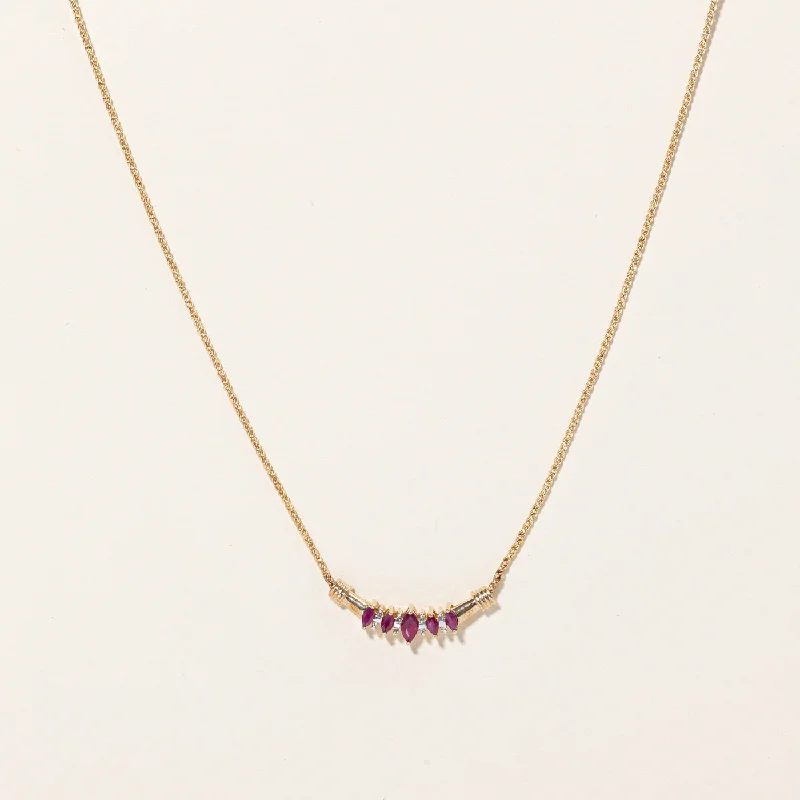 Ruby & Diamond Scoop Pendant Necklace | 0.50ctw, 0.08ctw | 17" |