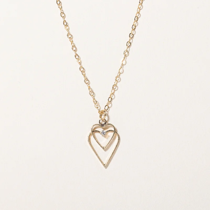 sterling silver charm anklet Sapphire Heart Pendant Necklace | 0.01ct | 18" |