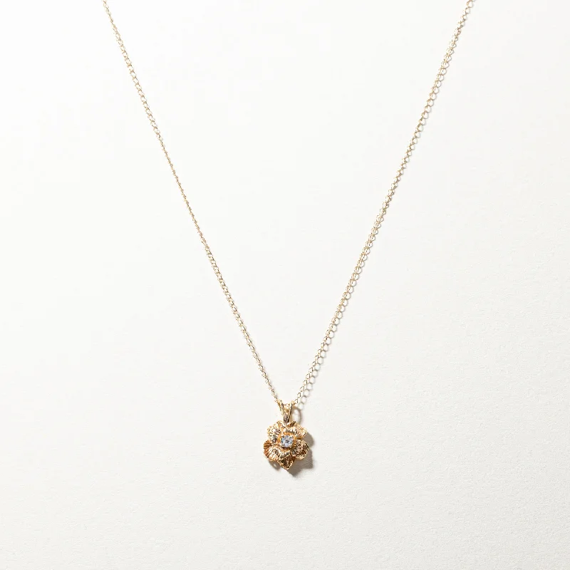 custom name necklace gold Solitaire Diamond Flower Pendant Necklace | 0.05ct | 16"|