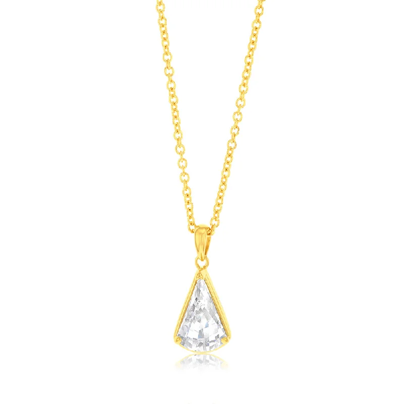 vintage diamond brooch Sterling Silver 14ct Gold Plated White Cubic Zirconia Pendant On Chain