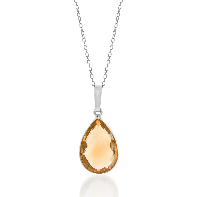 small diamond nose stud Sterling Silver 6.25ct Citrine Pear Pendant on Chain