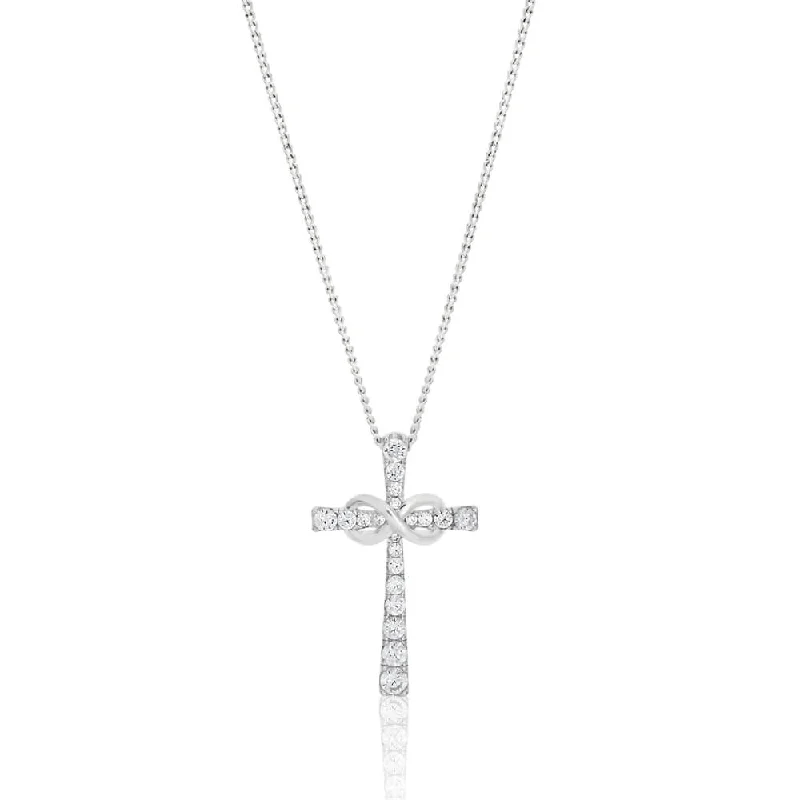 natural turquoise ring handmade Sterling Silver Cubic Zirconia Cross & Infinity Pendant