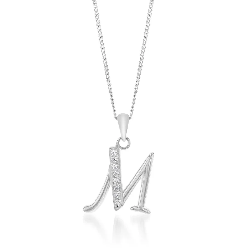 natural crystal pendant necklace Sterling Silver Cubic Zirconia Cursive Initial "M" Pendant natural crystal pendant necklace Sterling Silver Cubic Zirconia Cursive Initial "M" Pendant