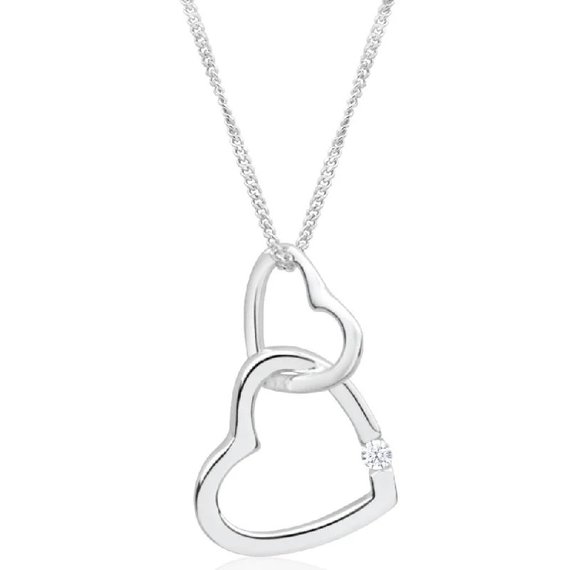 dainty butterfly pendant necklace Sterling Silver Cubic Zirconia Double Open Heart Pendant With 45cm Chain dainty butterfly pendant necklace Sterling Silver Cubic Zirconia Double Open Heart Pendant With 45cm Chain
