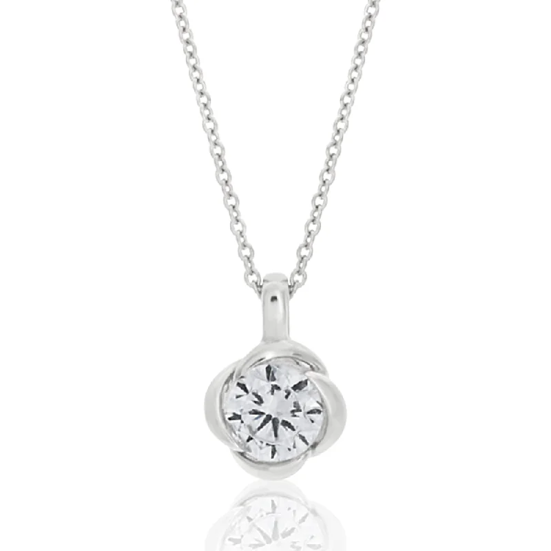 Celtic knot wedding band Sterling Silver Cubic Zirconia Flower Pendant With 40 + 5cm Chain