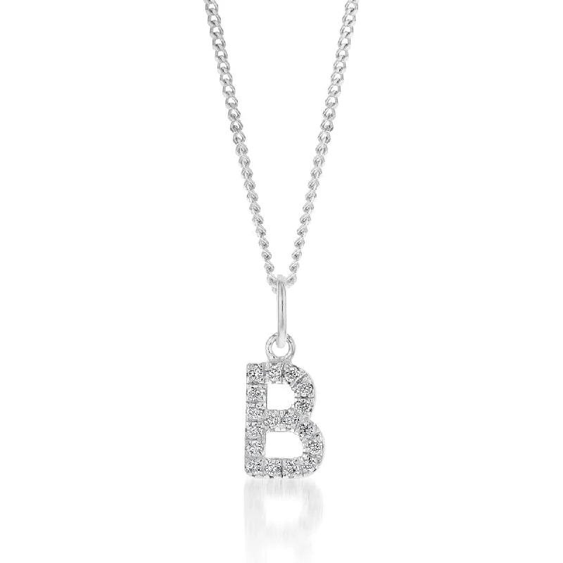 handmade braided leather necklace Sterling Silver Cubic Zirconia Initial "B" Pendant handmade braided leather necklace Sterling Silver Cubic Zirconia Initial "B" Pendant