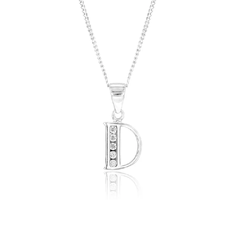 braided gold chain bracelet Sterling Silver Cubic Zirconia  Initial "D" Pendant