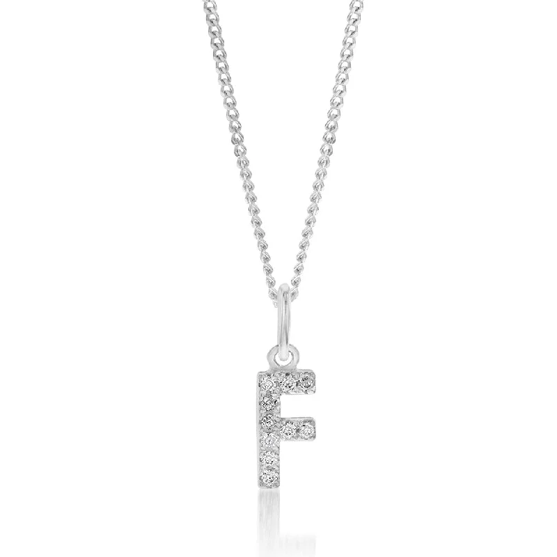 rose gold snake chain bracelet Sterling Silver Cubic Zirconia Initial "F" Pendant