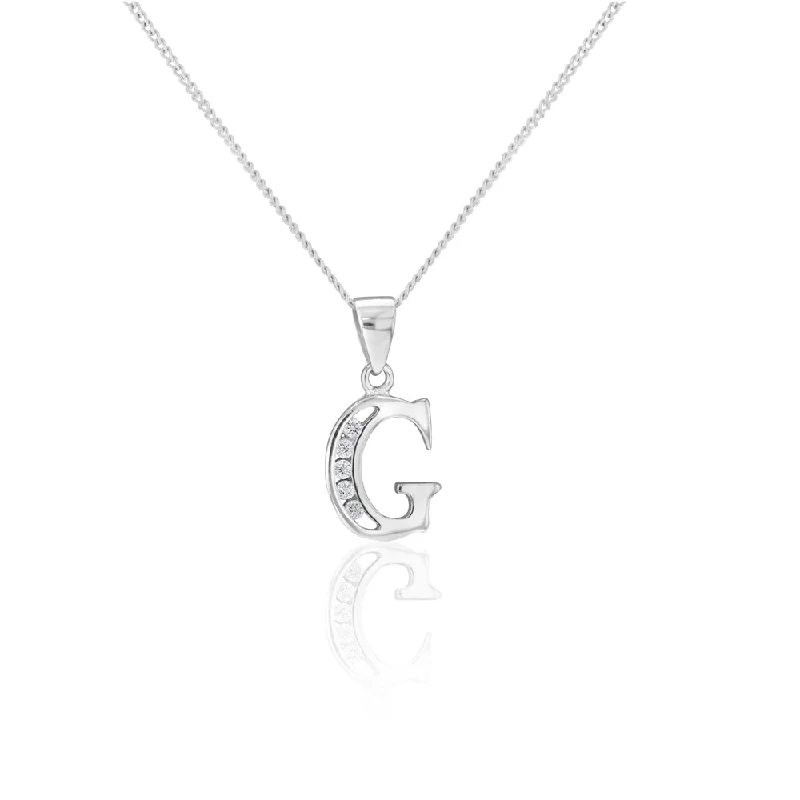 sterling silver angel wing pendant Sterling Silver Cubic Zirconia Initial "G" Pendant sterling silver angel wing pendant Sterling Silver Cubic Zirconia Initial "G" Pendant