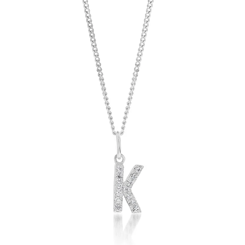 minimalist silver stacking bangles Sterling Silver Cubic Zirconia Initial "K" Pendant minimalist silver stacking bangles Sterling Silver Cubic Zirconia Initial "K" Pendant