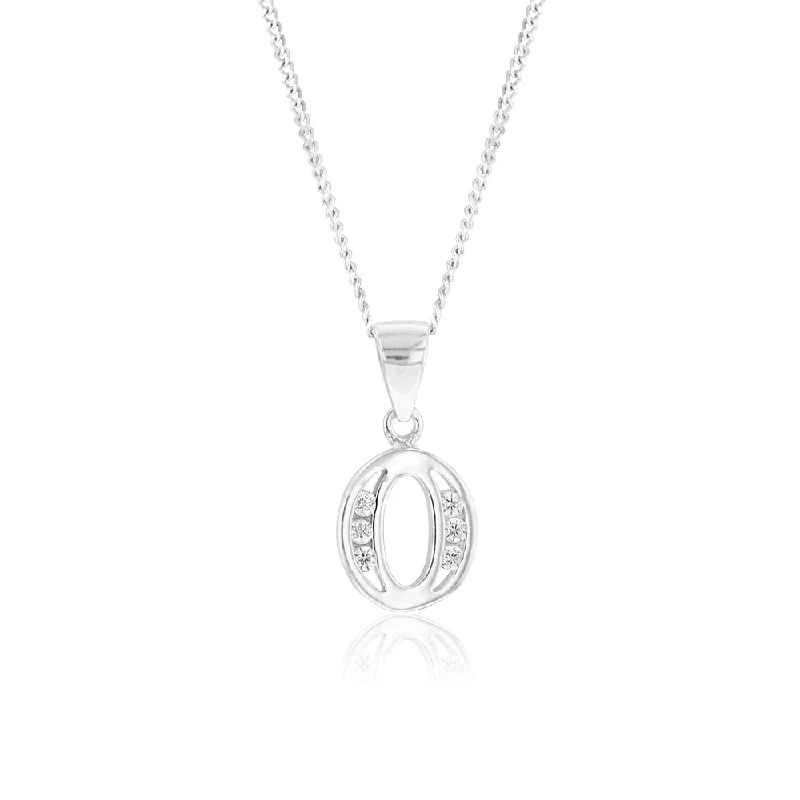 antique filigree wedding band Sterling Silver Cubic Zirconia  Initial "O" Pendant