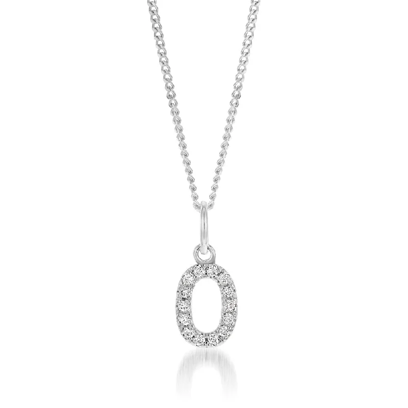 pearl and gold chain earrings Sterling Silver Cubic Zirconia Initial "O" Pendant